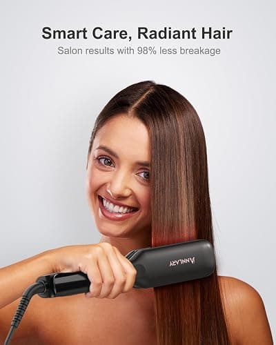 ANNLARY Hair Straightener, 1.75 Inch Flat Iron with Infrared and Ionic Technology, Titanium Plate with Ceramic Coating Dual Voltage Straightener with Heat-Resistant Silicone for All Hair Types thumbnail 5
