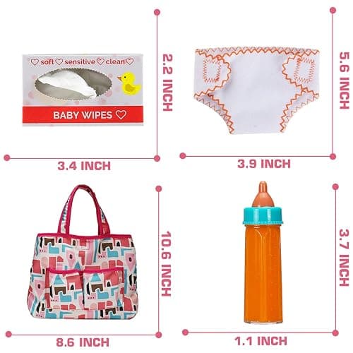13 Pack Baby Accessories - Baby Doll Feeding and Caring Toys Set Includes Diaper Bag, Doll Diapers, Magic Bottle, Mat for Girl Toddler Kid, Babies Pretend Play Set for Birthday Gift Christmas thumbnail 3