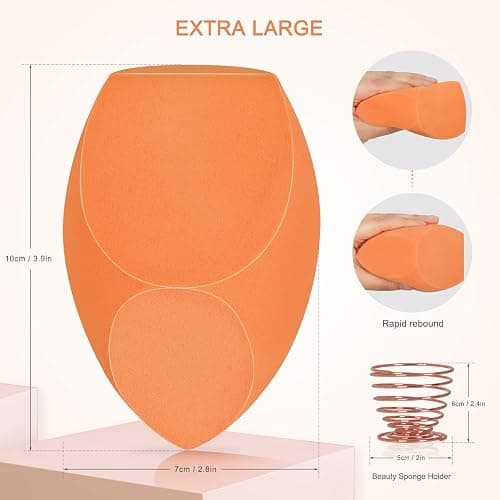 XL EXTRA LARGE Make Up Beauty Sponges Blender-Product contains: 1x Extra Large(10 cm) and 1 Sponge Holder-for Dry & Wet Use for Face Body , Blush Cream, Liquid Foundation Powder Application thumbnail 3