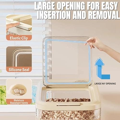 Xexevtk Dog Food Storage Container,2025 High-Capacity Pet Food Container Airtight with Cup,Durable Design for Dog/Cat/Bird Food Storage, Keep Dry Food Fresh (Transparent, 30 Pounds) thumbnail 6