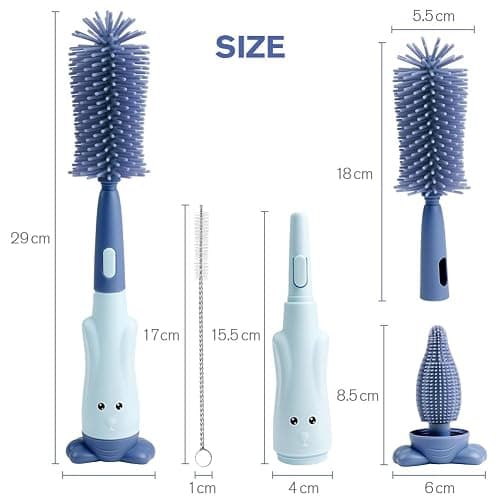 Vicloon Baby Bottle Brush, 3 in 1 Bottle and Teat Cleaning Brush, Silicone Bottle Cleaner Brush for Cleaning Water Bottles Baby Bottles Glass Cup Thermoses thumbnail 2