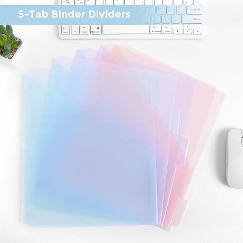 SKYDUE Binder Dividers with Two Pockets, 2Sets, 5 Tabs Dividers for 3 Ring Binder, Plastic Binder Dividers with Tabs for School, Office, and Home Organization thumbnail 9