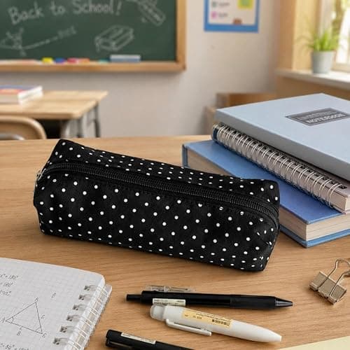 Polka Dot Pencil Case Cute Large Pencil Pouch for School Supplies Retro Dot Aesthetic Stationery Organizer Box for Girls Boys Teens Adults Office Travel Makeup Bag Cosmetic Pouch Gift Idea thumbnail 5