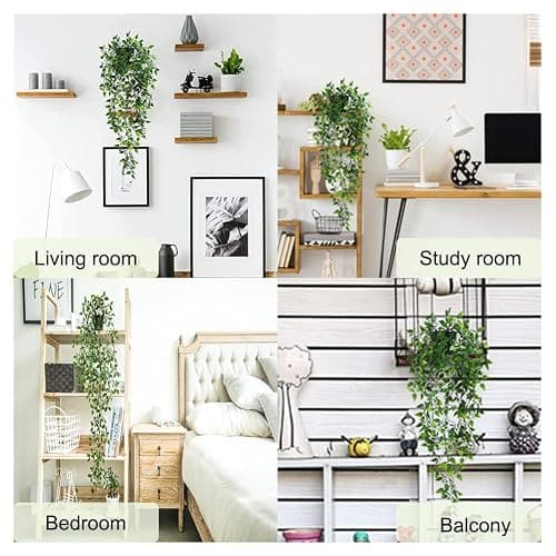 XongSyue Artificial Hanging Plants, 2pcs Artificial Plants Indoors in pots | Greenery Fake Plants Decor, Small Artificial Plants in Pots, Fake Potted Plants, Faux Plants for Wall Home Room Office Decor thumbnail 5