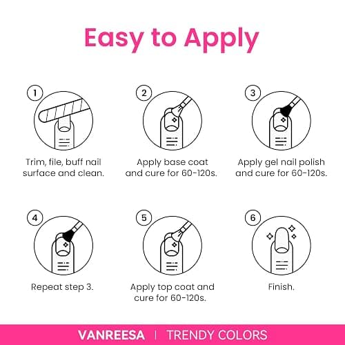 VANREESA 24 PCS Gel Nail Polish Set Spring Summer Colours Pink Blue Green Gel Polish Set Soak Off U V Nail Polish Kit with Base and Top Coat Nail Varnish DIY at Home Gifts for Women thumbnail 7
