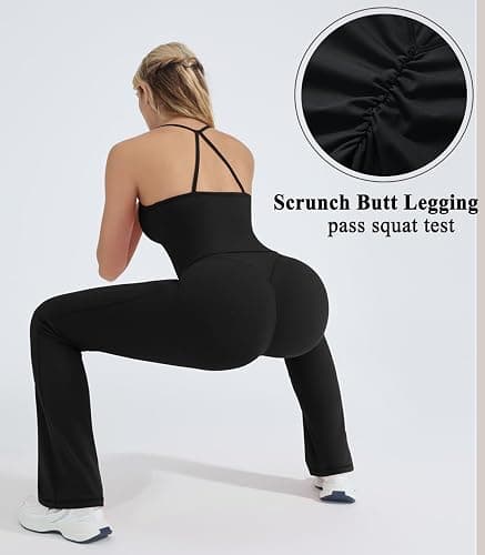 OMKAGI 2 Piece Workout Sets for Women Padded Tank Tops Flare Leggings Pilates Outfits thumbnail 4
