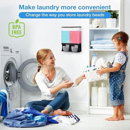 Conworld Laundry Detergent Dispenser, Wall-Mounted Scent Booster Beads Dispenser for Laundry Organizer, Laundry Beads Container, Rice Dispenser, Black thumbnail 3