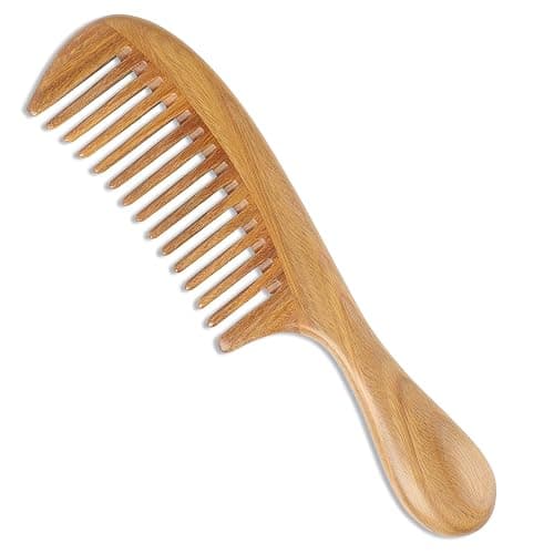 Onedor Handmade 100% Natural Green Sandalwood Hair Combs - Anti-Static Sandalwood Scent Natural Hair Detangler Wooden Comb (Wide Tooth),1 Count (Pack of 1) | 100% natural green sandalwood, handmade, anti-static, 8 in, 2.12 oz, for curly thick long hair, 1 count - Image 1