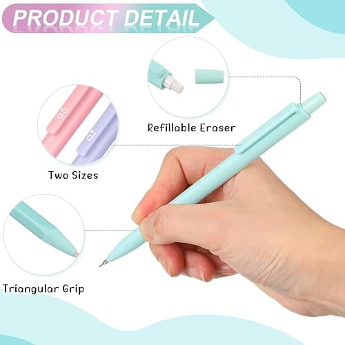 Ctosree 72 Pcs Cute Mechanical Pencil Set Pastel Aesthetic Mechanical Pencils for Kids for School Students Writing Drawing Sketching(0.5 mm, 0.7 mm) thumbnail 4