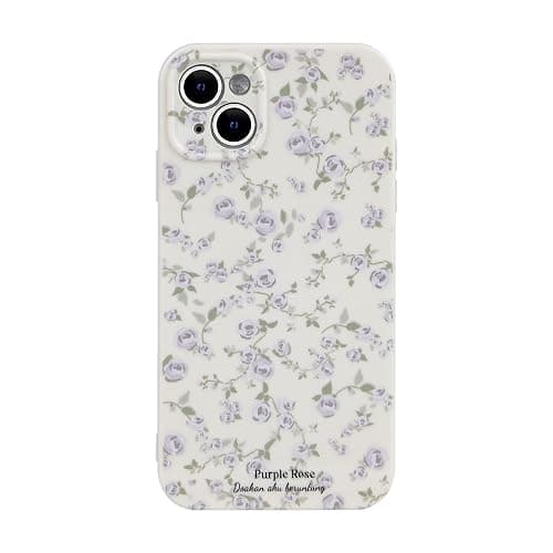 Ownest Compatible with iPhone 14 Plus Case Vintage Floral Rose Pattern Cute Design for Women Girls Fashion Slim Soft Flexible TPU Rubber for iPhone 14 Plus-White - Image 1