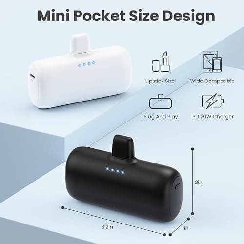 [2-Pack] Mini Portable Charger for iPhone,5200mAh Ultra Compact PD Fast Charging Power Bank,Plug-in Battery Pack Travel Cordless Phone Charger,Compatible with iPhone 14/14Pro/13/12/11/X/8/7/6plus etc thumbnail 4