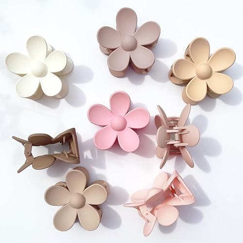 Flower Hair Clips 8PCS, Large Claw Clips for Women Girls Thick Thin Hair, Strong Hold Nonslip Big Dasiy Jaw Clamps Matte Hair Accessories 8 Colors thumbnail 6