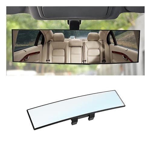 8sanlione Car Rearview Mirrors, Shock Resistant Interior Clip-on Panoramic Rear View Mirror for Car, Wide Viewing Range, 12 inch HD Universal Use for Cars, SUVs, Trucks, Vehicles (White) thumbnail 8