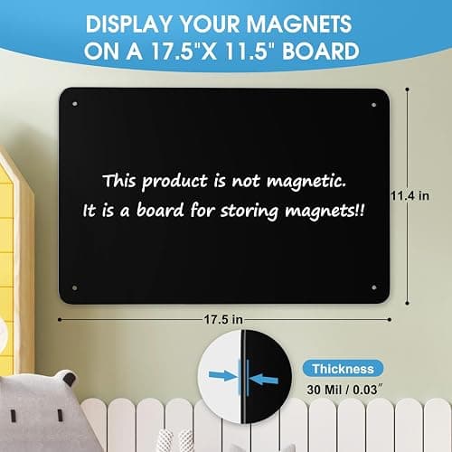 MaxGear Magnetic Board for Wall 17.5" x 11.4" Black Metal Magnet Board | Magnetic Bulletin Board Travel Wall Metal Board For Magnets Display Notes, Photos, and More, With Dual Lock Tape and Screws thumbnail 3