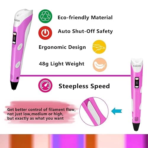Keiare 3D Pen for Kids with Stencil Book Upgrade 3D Printing Pen Stylo 3D Drawing Pen 3D Printer Pen Creative 3D Writing Pen Fun Toys for Kids Include 12 Colors PLA Filament Refills with Charger thumbnail 2