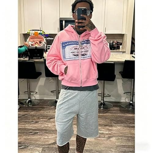 GGOOB Zip up Hoodie Y2k Oversized Graphic Hoodies Unisex Grunge Jackets Streetwear Vintage 2000s Emo Clothes thumbnail 2