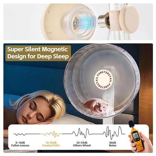 FunstersTail Super Silent Hamster Wheel 8.7 Inch, Magnetic Rat Wheel for Chinchilla, Gerbil, Guinea Pig, Cat, Mouse, Sugar Glider and Dwarf, Syrian Hamster Accessories (Cream White) thumbnail 3