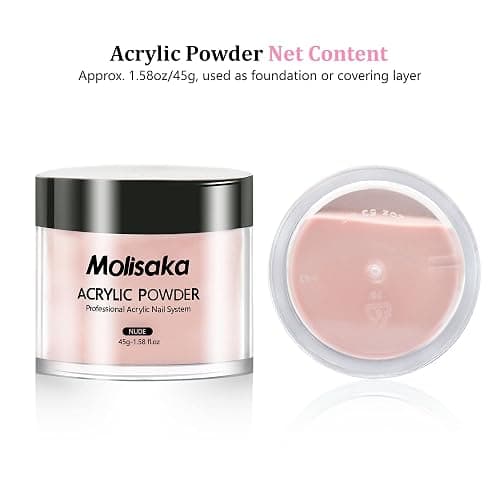 Molisaka Nude Acrylic Powder - Professional Nail Powder, Lasting Powder for French Nail Art, Salon Supplies Set (1.58oz) thumbnail 5