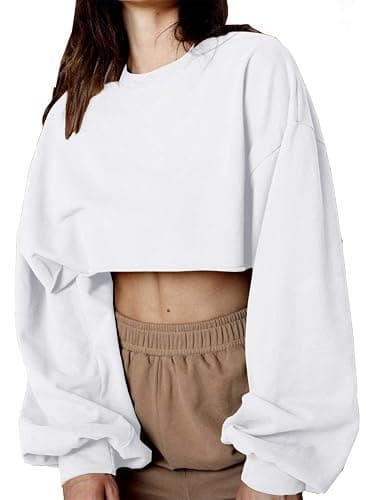 Artfish Women's Crewneck Long Sleeve Crop Tops Workout Casual Pullover Loose Sweatshirts thumbnail 7
