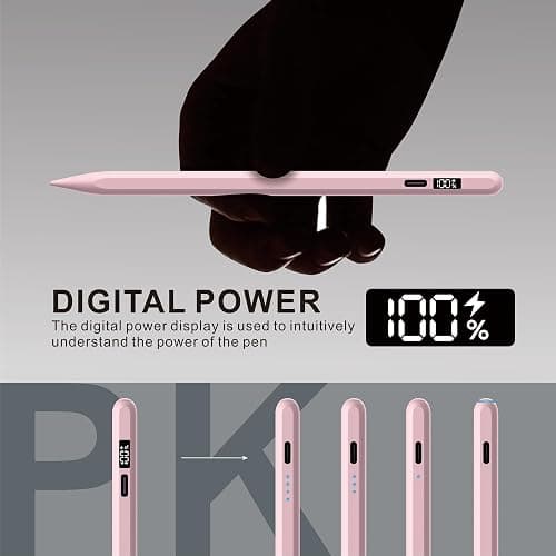 Stylus Pen for iPad 2025-2018 with LED Power Display, 15Mins Fast Charge,Tilt Sensitivity Pencil for iPad 10/9/8/7/6th,11th A16,Air 11/13 M2/M3,Pro 11/13 M4,Pro 12.9",Air 5/4/3,Mini 7/6/5 (Pink) thumbnail 3