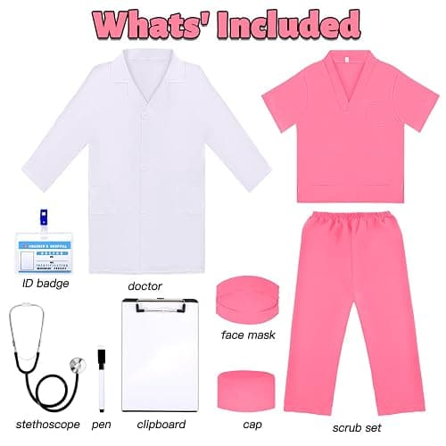 Liberry Doctor Costume for Kids, Toddler Doctor Dress Up Clothes with Real Stethoscope, Career Day Role Play Gift for Girls thumbnail 6