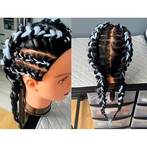 Hairingrid 26"-28" Mannequin Head Hair Styling Training Head Manikin Cosmetology Doll Head Synthetic Fiber Hair and Free Clamp Holder (Black-) thumbnail 6