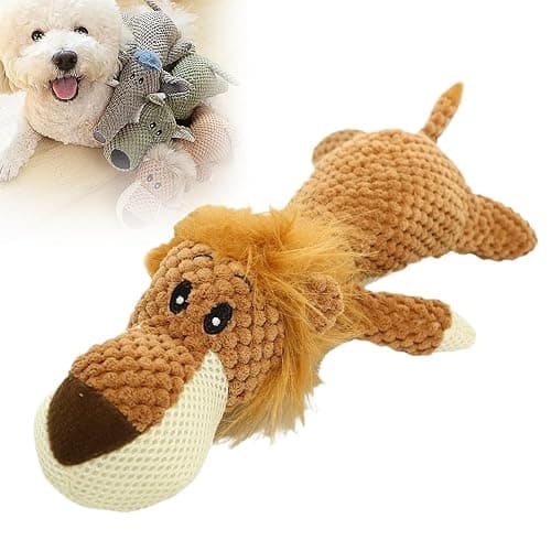 ROWPOZ Dog Plush Toys for Aggressive Chewers, 2026 New Indestructible Dog Squeaky Toys Dogs Puppy Chew Toys, Durable Chew Toys Dogs Plush Toy to Keep Them Busy (Yellow Lion) - Image 1