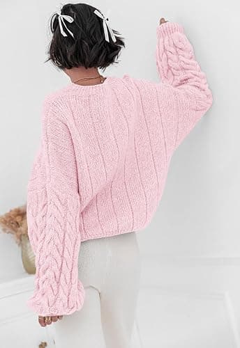 PRETTYGARDEN Womens Sweaters Fall 2025 Cable Knit Long Sleeve Crewneck Oversized Sweater Chunky Pullover Loose Outfits thumbnail 4