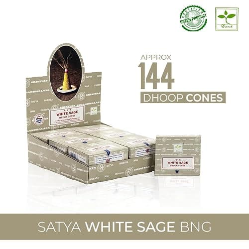 Satya Sai Baba White Sage Original Earth Marked Natural Masala Incense 144 Dhoop Cones in Pack of 12 Boxes | Best for Prayer, Meditation and Relaxation thumbnail 6