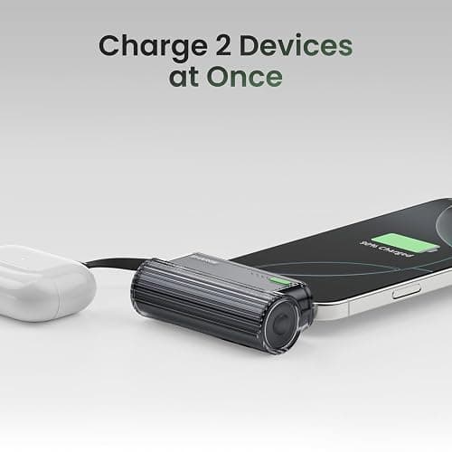 Mini Power Bank 5000mAh for iPhone, 22.5W Built-in Cable Portable Charger | Fast Charging Battery Pack, Travel Essentials, with Light ning and USB-C Changebale Connectors for iPhone 17-15&iPhone 14-12 thumbnail 6