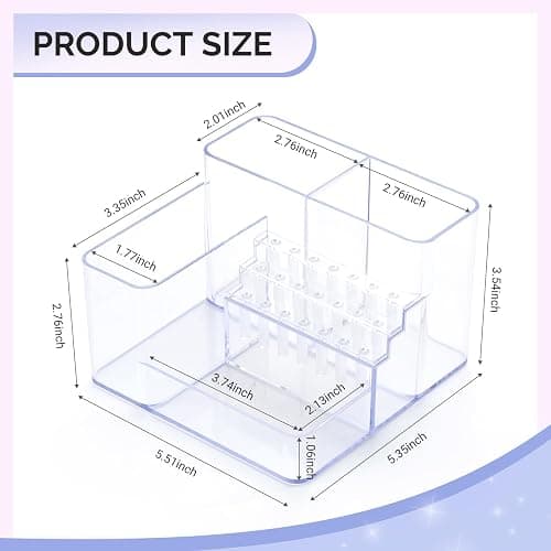 MelodySusie Nail Drill Holder, 21 Holes Nail Drill Bits Holder, Professional Acrylic Nail Tools Storage Box, Organizer Displayer for Manicure Efile Accessories Nail Drill Kit, Salon Home, Clear thumbnail 4