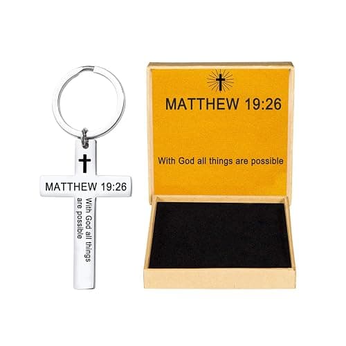Ldurian Bible Verse Keychain Christian Cross Keychain for Women, Cross Key Chain for Men Religious Scripture thumbnail 3