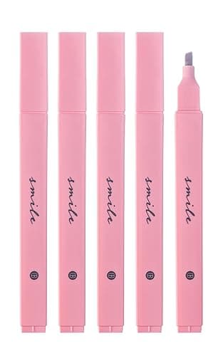 DIVERSEBEE Bible Highlighters with Soft Chisel Tip, 5 Pack Single Color Pens No Bleed, Quick Dry, Cute Aesthetic Markers for Bible Study Journaling Supplies (Pink) - Pink - 5 Pack