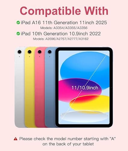 Hamile for iPad 11th 10th Generation Case with Keyboard - 7 Colors Backlit Wireless Detachable Folio Keyboard Cover with Pencil Holder for iPad 11-inch A16 2025 10th Gen 10.9 Inch 2022 (Pink) thumbnail 2