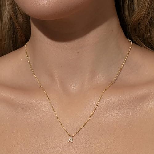 KICKGY Initial Necklaces for Women, Dainty Gold Letter Necklace 14k Gold Plated Personalized CZ Initial Necklace Monogram Name Choker Necklace for Women Trendy Gold Jewelry for Women Gifts thumbnail 3
