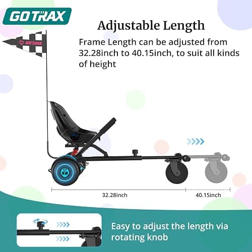 Gotrax Hoverboard Kart Seat Attachment Accessory for 6.5" 8" 8.5" 10" Self Balancing Scooter, Adjustable Frame Length and Handlebar Control Buggy Attachment, Hover Board Go Kart Accessory Kids Adults thumbnail 5