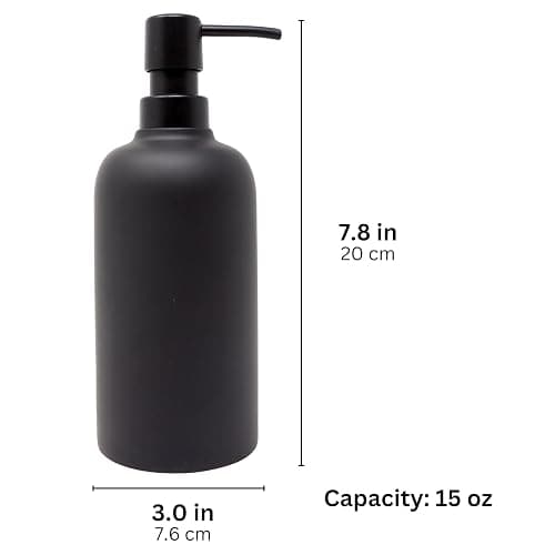 Yew Design Matte Black Soap Dispenser for Bathroom, 15oz Round Rustproof Liquid Hand Dish Soap Dispenser Pump for Kitchen Sink, Countertop, and Bathroom thumbnail 3