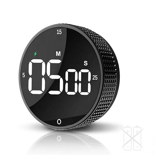 TLTWHS Rechargeable Magnetic Kitchen Timer, LED Countdown/Count-Up Timer, Supports USB-C Charging, with Loud Alarm, 3 Preset Quick Times (5/15/25m), Perfect for Kitchen Cooking, Studying, and Fitness - Image 1