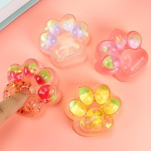 4 PCS Cat Paw Squishies Fidget Toys, Big Squishies Cat Paw, Stress Relief | Squeeze Toy for Stress Relief and Relax, Sticky Squishies Fidget Toys for Party Favors Novelty Things Birthday Gift thumbnail 2
