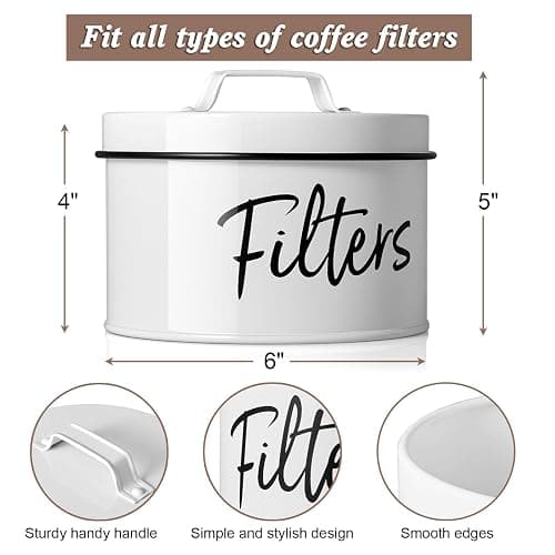 DRASTAR Coffee Filter Holder, Filter Storage with Lid for Counter, Storage Basket Container for Coffee Bar Accessories Decor, White thumbnail 3