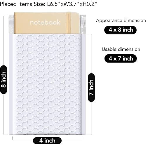 Fuxury Bubble Mailers 4x8 Inch White 200 Pack Padded Envelopes Usable Size 4x7" Thick Mailing Envelopes Bubble Opaque Padded Mailers Shipping Bags for Mailing Jewelry Makeup Small Business#000 thumbnail 2