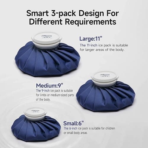 BICAREE Ice Pack for Injuries Reusable, Ice Bags Hot Water Bag for Hot & Cold Therapy and Pain Relief with Cover, No-Leak Elastic Breathable Ice Bag, Size 9", Blue thumbnail 7