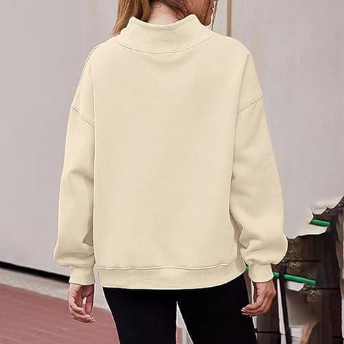Mock Neck Sweatshirt Womens Fall Oversized Turtleneck Pullover Slouchy Fleece Long Sleeve Sweater Tops Preppy Outfits thumbnail 3
