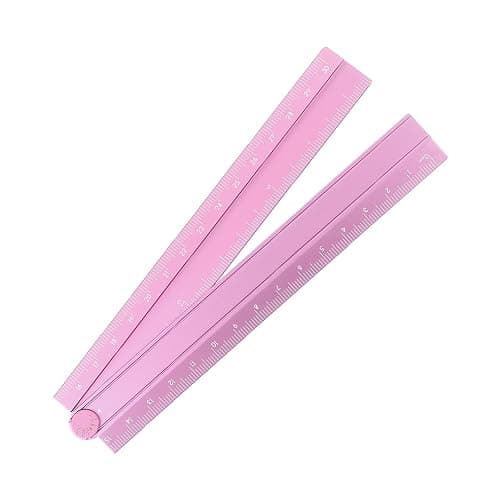 HARFINGTON Folding Straight Ruler 30cm Metric Aluminum Alloy Protractor Foldable Angle Ruler Geometric Measuring Tool with Angle Line for Architects Artists Office, Lotus Pink thumbnail 3