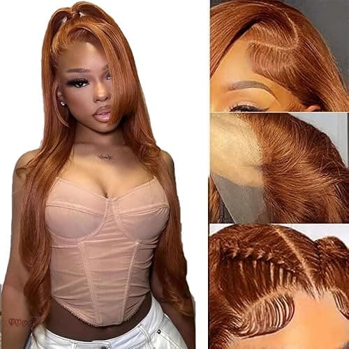AiPliantfis Glueless Wig Human Hair Wig Echthaar Perücke Damen Straight Perücke Damen Echthaar #30 Brown 4x1 Lace Natural Hairline with Baby Hair Minimal Smell 32 Zoll thumbnail 5