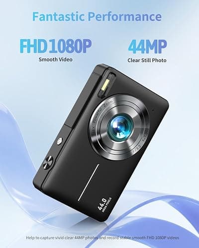 Digital Camera, FHD 1080P Point and Shoot Camera for Kids Teens, 32GB Card | Compact Small Vlogging Camera, 16X Zoom Anti-Shake Filters Date Stamp, Easy to Use, Gift for Boys Girls Starters, Deep Black thumbnail 2