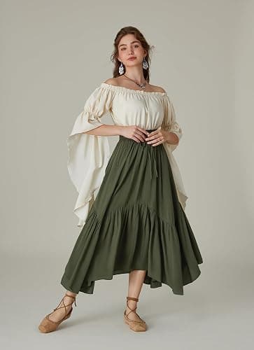 Scarlet Darkness Maxi Skirts for Women High Waist Renaissance Skirt Long Skirt with Pockets thumbnail 2