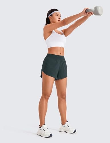 CRZ YOGA Mid Waisted Dolphin Athletic Shorts for Women 4" Lightweight High Split for Gym Workout with Liner Quick Dry thumbnail 3