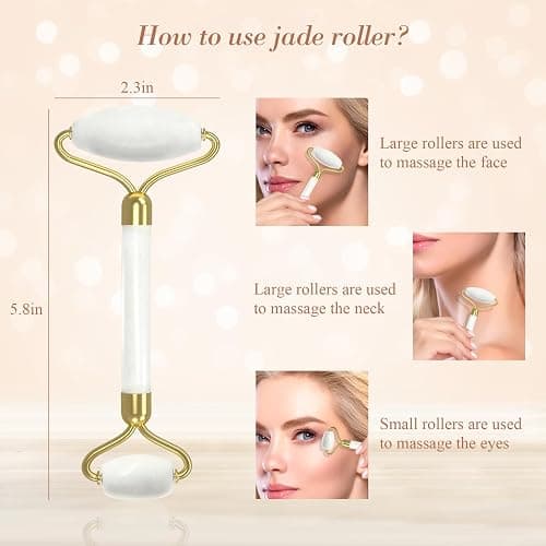 YLTNEUQER Gua Sha Facial Massage Tool & Jade Roller Set, Facial Massager for Face, Neck, Back, Arms, Legs, Eye,SPA Gifts for Women Gua Sha Facial Massager Reduce Puffiness and Improve Wrinkles thumbnail 5