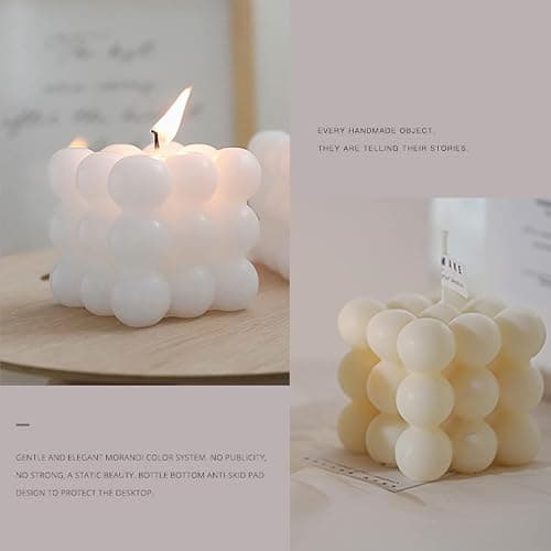 Duftkerze in Würfelform,2 Stück Weiß Bubble Kerze Candle,Sojawachs Kerzen Handgefertigt Duftkerze Aromatherapie Kerze für Dekoration Aesthetic für Schlafzimmer,Badezimmer,Dekoration thumbnail 4